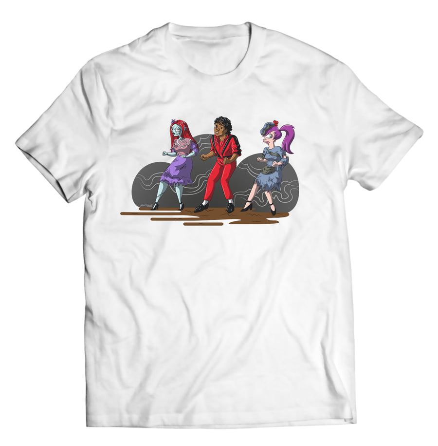Unisex graphic T-shirt featuring an original music spooky humorous illustration