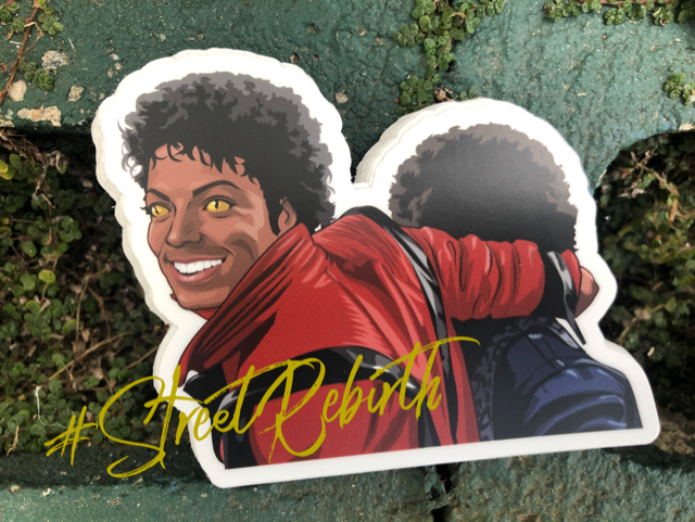 Waterproof vinyl sticker featuring an original hip hop music spooky illustration