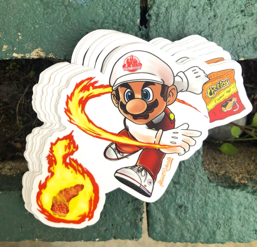 Waterproof vinyl sticker featuring an original colorful illustration