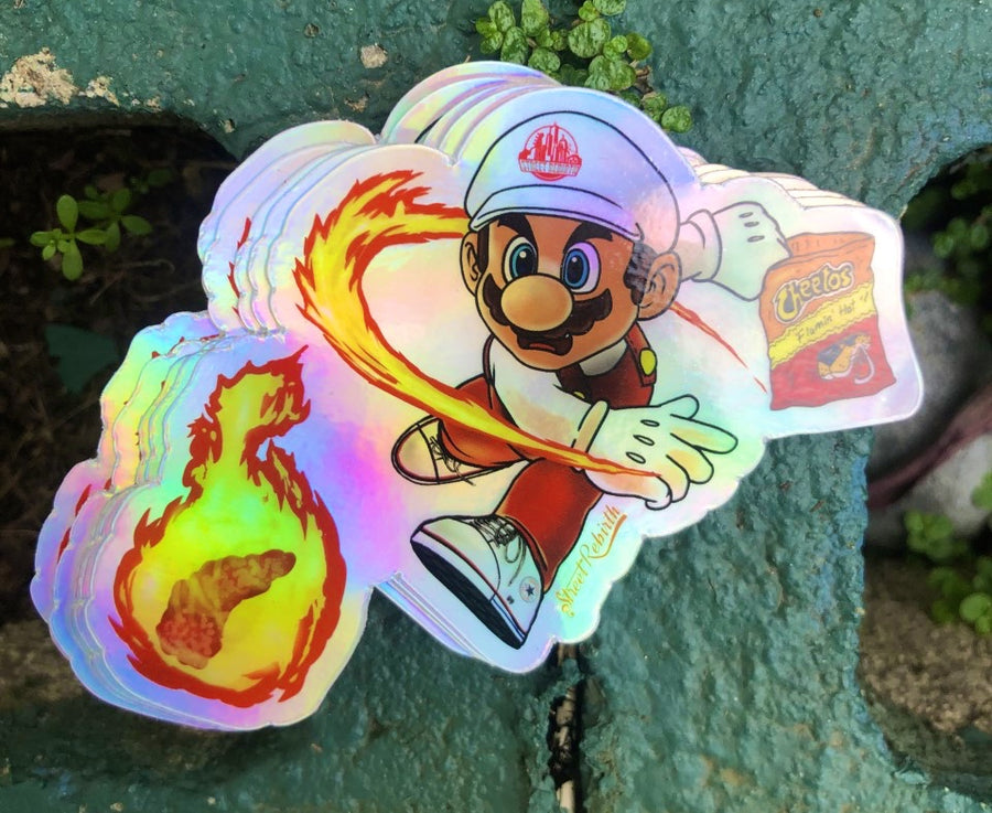 Waterproof vinyl sticker featuring an original colorful illustration
