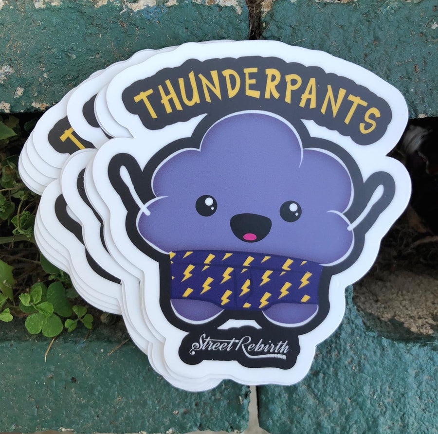 Waterproof vinyl sticker featuring an original humorous illustration