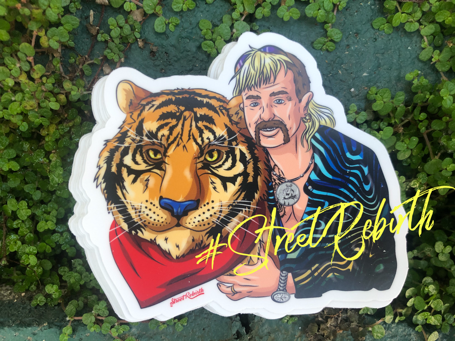 Waterproof vinyl sticker featuring an original colorful illustration