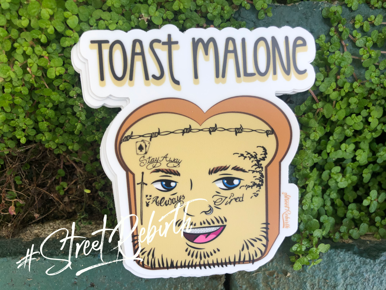 1 Toast malone Sticker – One 4 Inch Water Proof Vinyl Sticker – For Hydro Flask, Skateboard, Laptop, Planner, Car, Collecting, Gifting