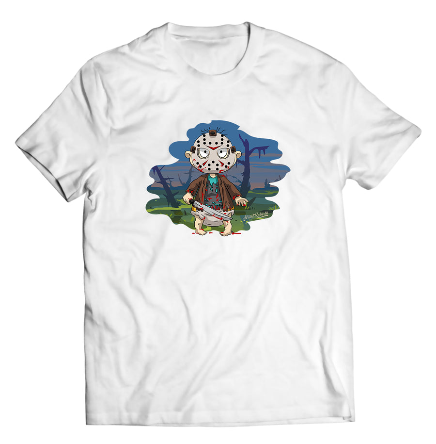 Unisex graphic T-shirt featuring an original spooky humorous retro illustration