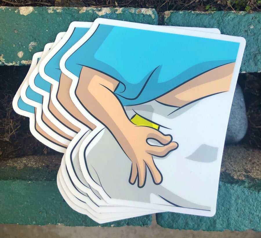 Waterproof vinyl sticker featuring an original colorful illustration