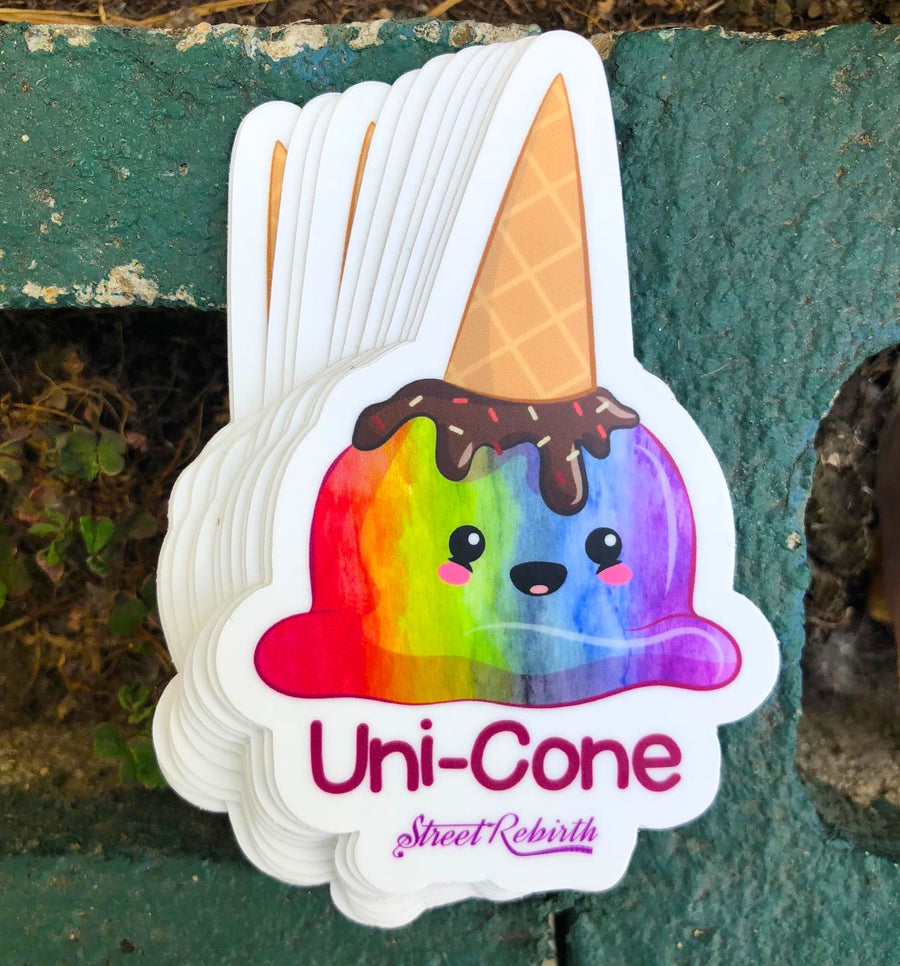 Waterproof vinyl sticker featuring an original humorous illustration