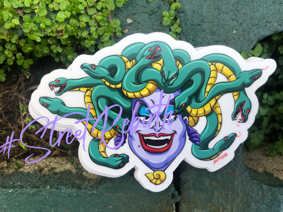 Waterproof vinyl sticker featuring an original colorful illustration