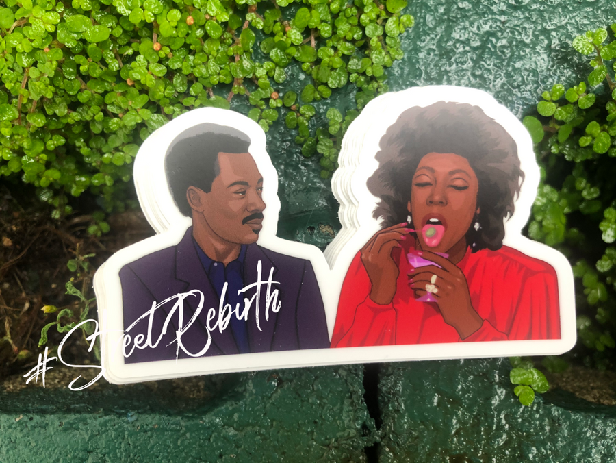 90s comedy sticker of an awkward royal encounter quote scene, 4 inch waterproof vinyl decal