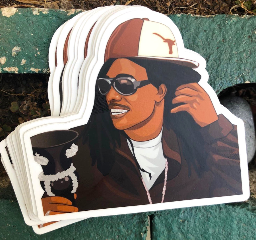 Waterproof vinyl sticker featuring an original colorful illustration