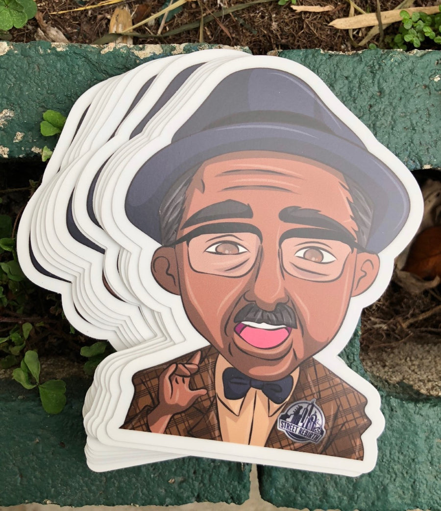 Waterproof vinyl sticker featuring an original humorous retro illustration