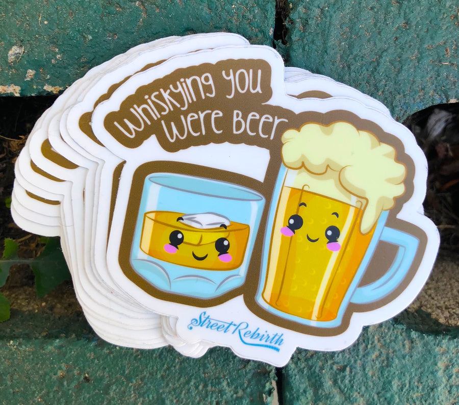 Waterproof vinyl sticker featuring an original humorous illustration