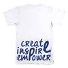 White Shirt with Blue Logo- Street Rebirth Signature Brand - Create inspire Empower