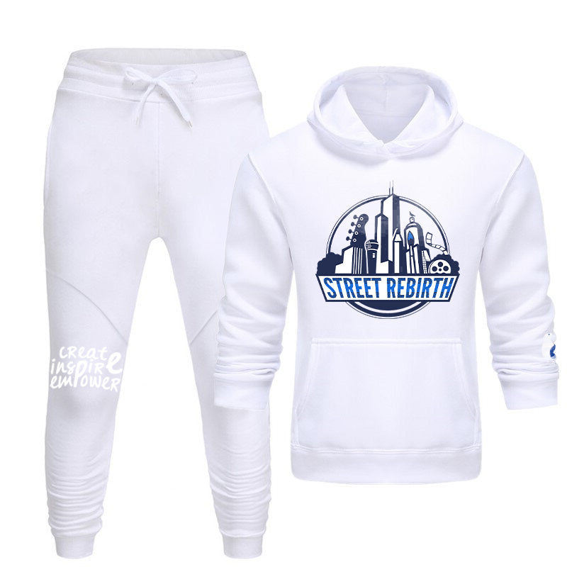 BLUE JOGGER SWEAT PANTS - STREET REBIRTH SIGNATURE BRAND - MATCHING HOODIE AVAILABLE - UNISEX - CREATE INSPIRE EMPOWER