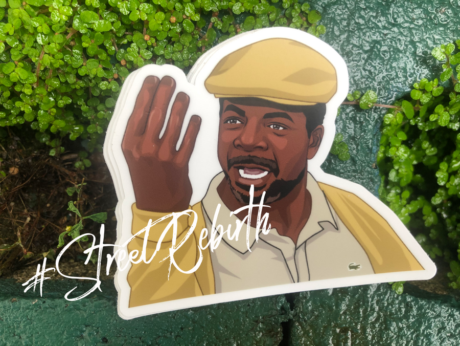 Waterproof vinyl sticker featuring an original colorful illustration