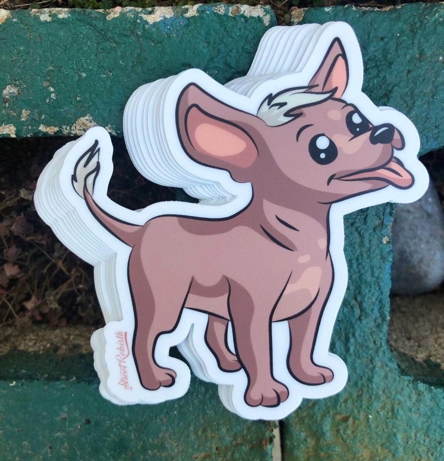 Waterproof vinyl sticker featuring an original colorful illustration