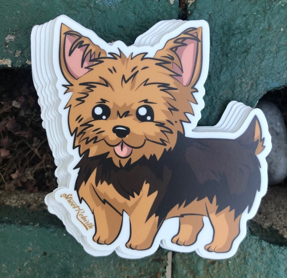 1 Yorki Sticker – One 4 Inch Water Proof Vinyl Sticker – For Hydro Flask, Skateboard, Laptop, Planner, Car, Collecting, Gifting