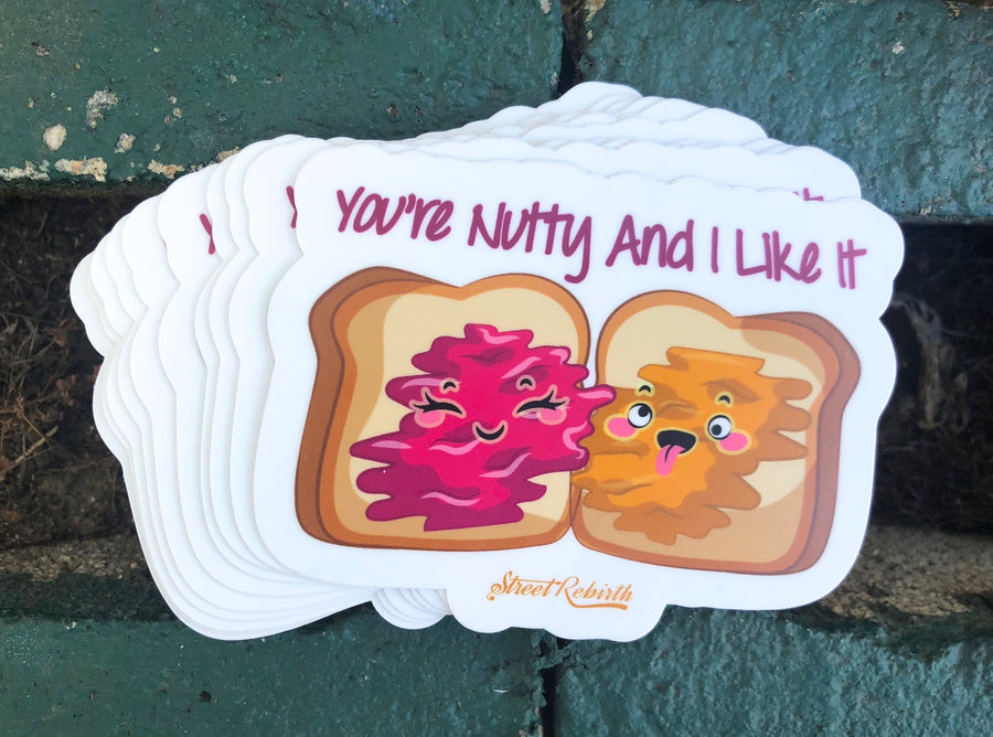 Waterproof vinyl sticker featuring an original humorous illustration