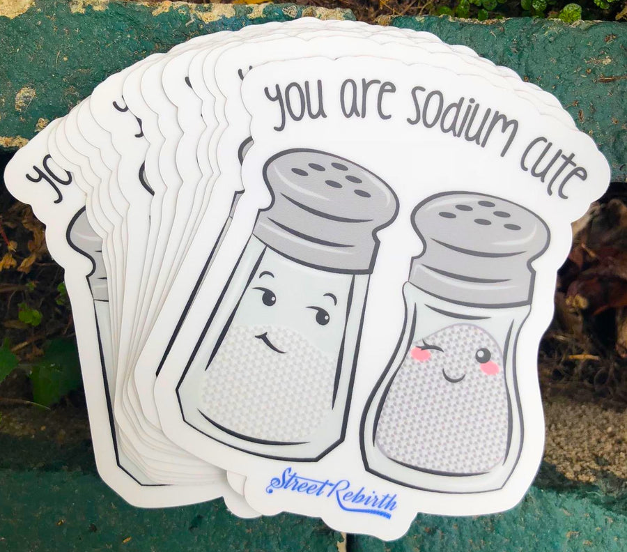 Waterproof vinyl sticker featuring an original humorous cute illustration