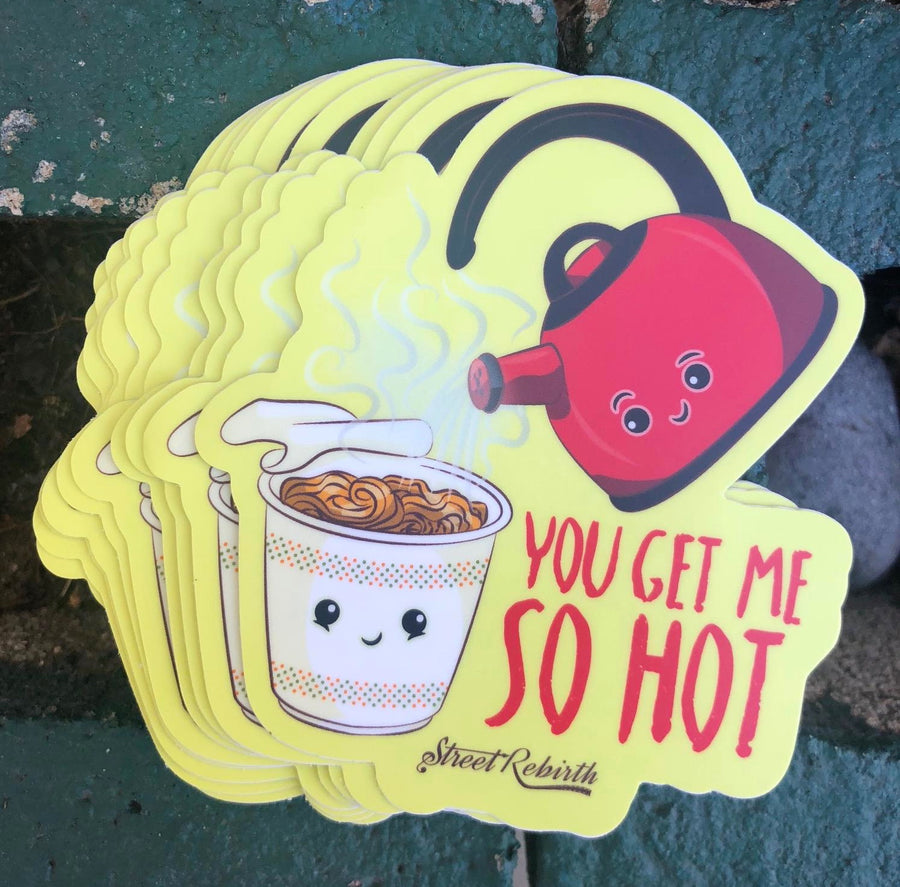Waterproof vinyl sticker featuring an original humorous illustration