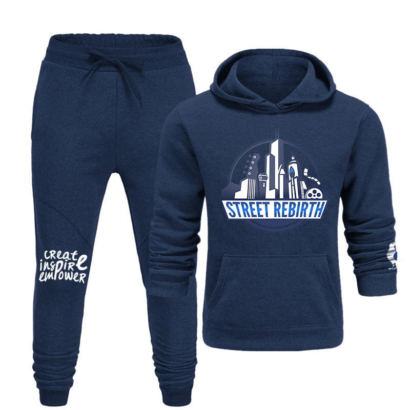 BLUE SET - HOODIE AND JOGGERS - MIX AND MATCH YOUR TOP AND BOTTOMS - STREET REBIRTH SIGNATURE BRAND - UNISEX - CREATE INSPIRE EMPOWER