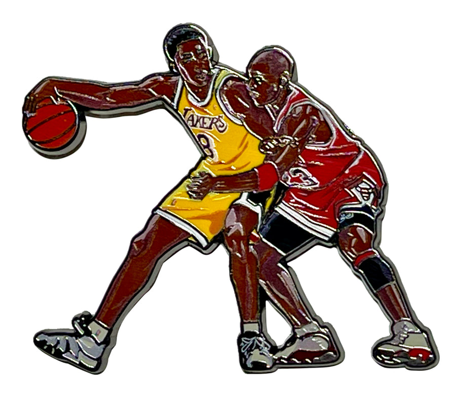 Collectible enamel lapel pin featuring an original basketball design