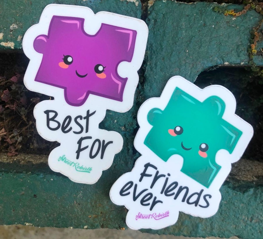 Best Friends Vinyl Sticker Set – Interlocking Puzzle Piece Design