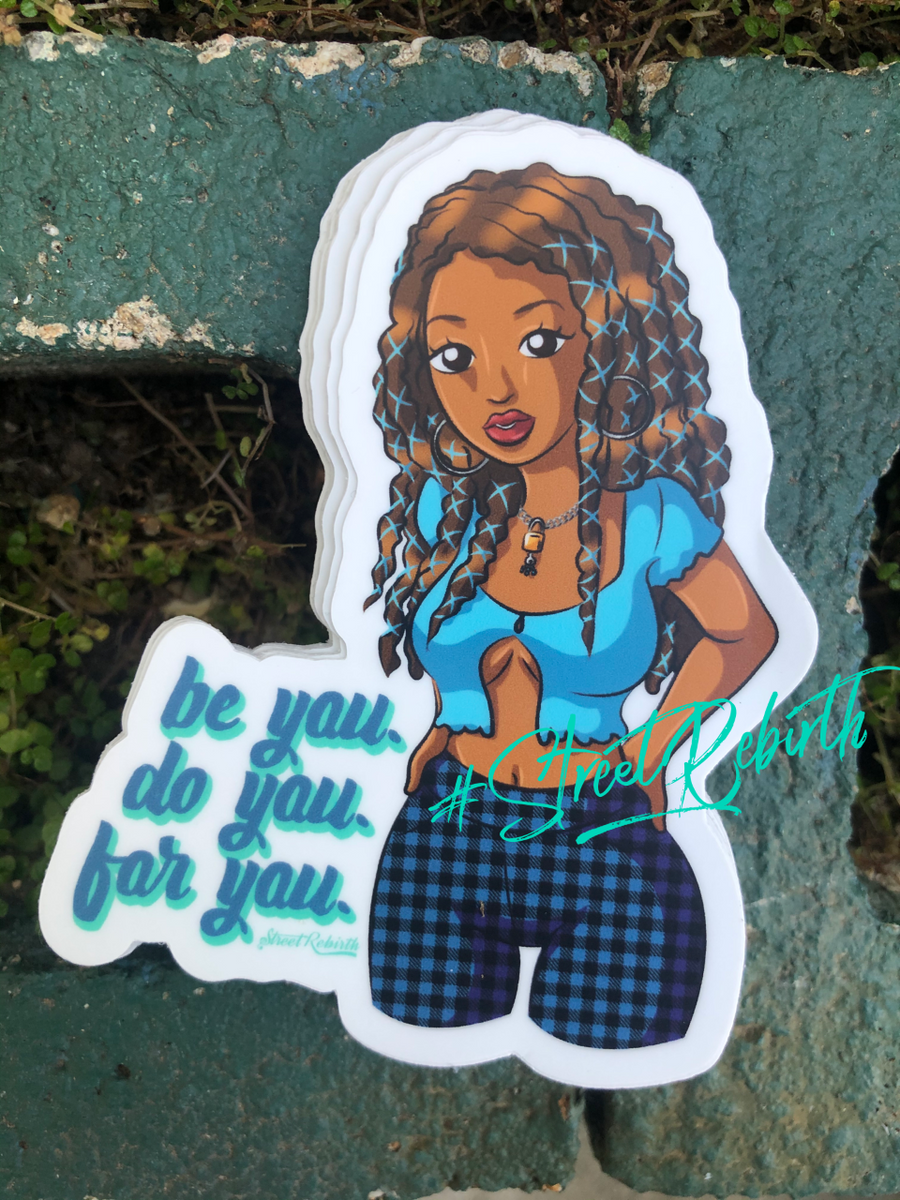 Waterproof vinyl sticker featuring an original colorful illustration