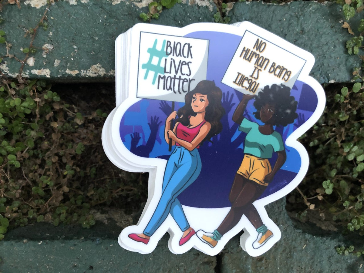 Unity Vinyl Sticker Set – Black Lives Matter &amp; No Human Being Is Illegal Design