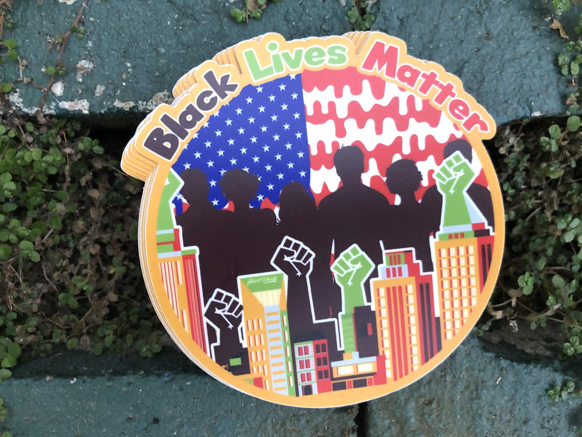 Waterproof vinyl sticker featuring an original colorful illustration