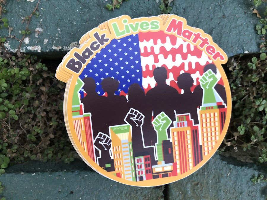Waterproof vinyl sticker featuring an original colorful illustration