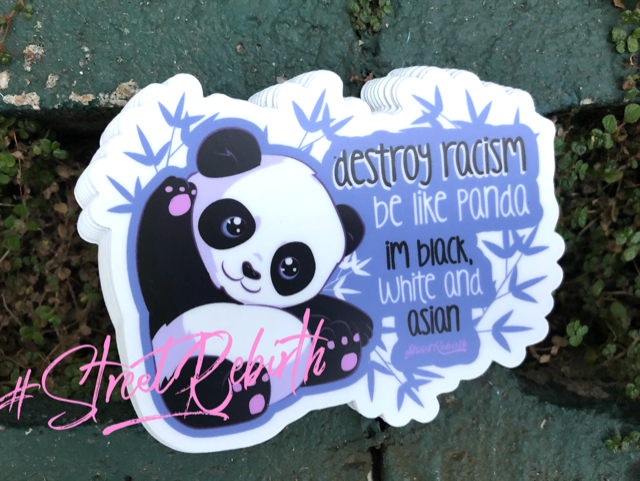 Destroy Racism Panda Vinyl Sticker – A Cute and Powerful Message of Unity