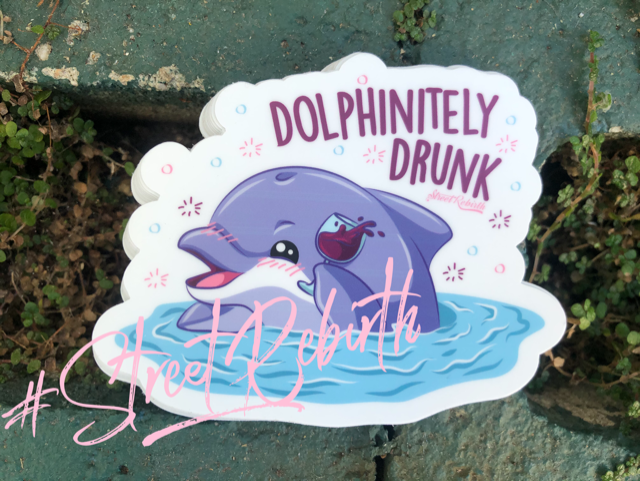 Dolphinitely Drunk Vinyl Sticker – A Splash of Humor and Wine-Loving Fun