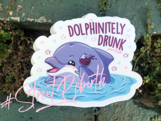 Waterproof vinyl sticker featuring an original humorous illustration
