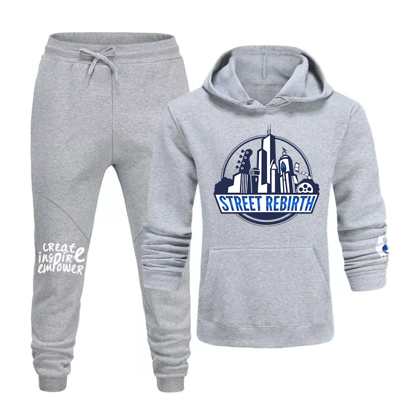 GREY JOGGER SWEAT PANTS - STREET REBIRTH SIGNATURE BRAND - MATCHING HOODIE AVAILABLE - UNISEX - CREATE INSPIRE EMPOWER