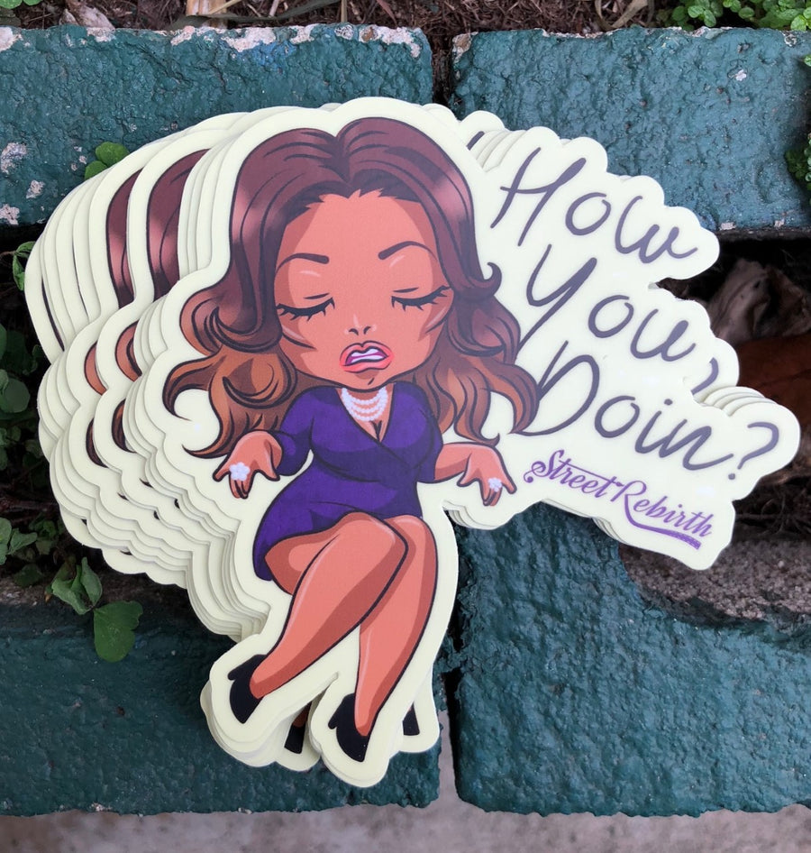 Waterproof vinyl sticker featuring an original retro illustration