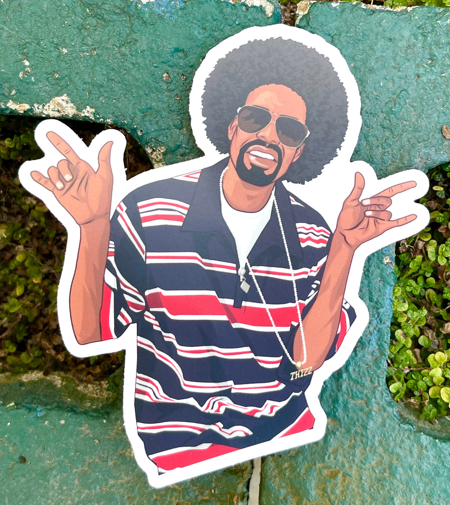 Waterproof vinyl sticker featuring an original hip hop music illustration