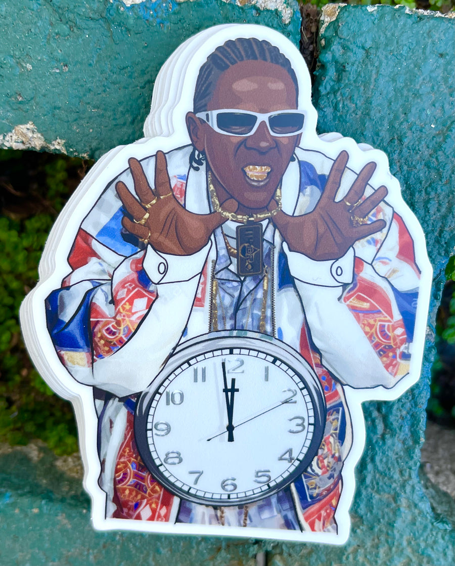 Waterproof vinyl sticker featuring an original hip hop music illustration