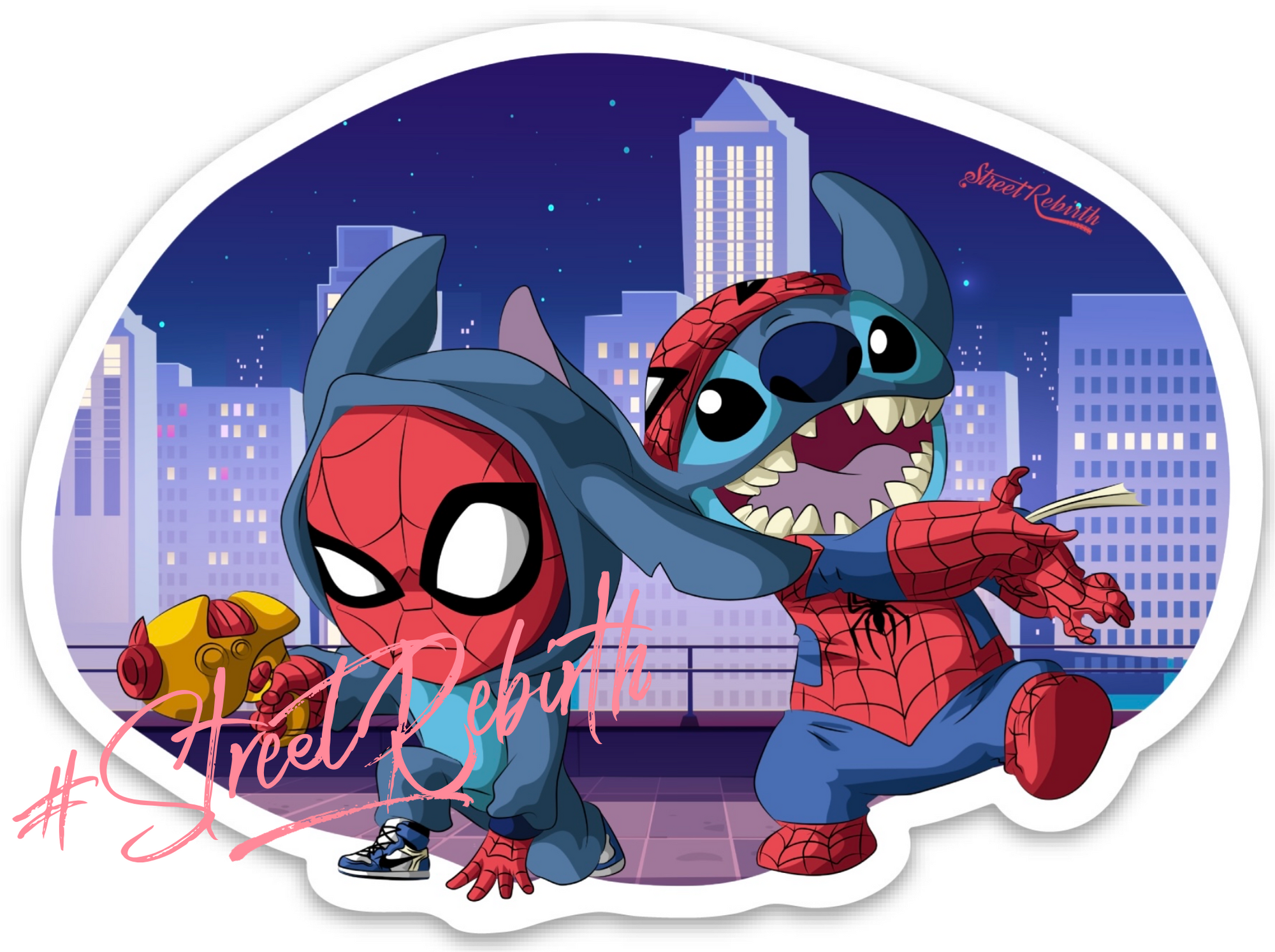 Stitch And Spidy Sticker – One 4 Inch Water Proof Vinyl Sticker – For Hydro Flask, Skateboard, Laptop, Planner, Car, Collecting, Gifting