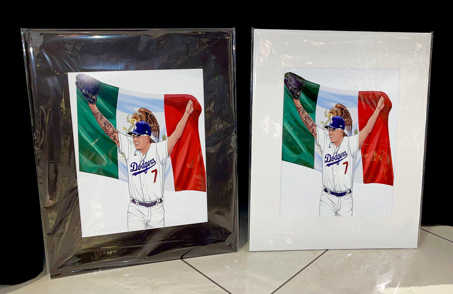 Wall art print featuring an original baseball illustration