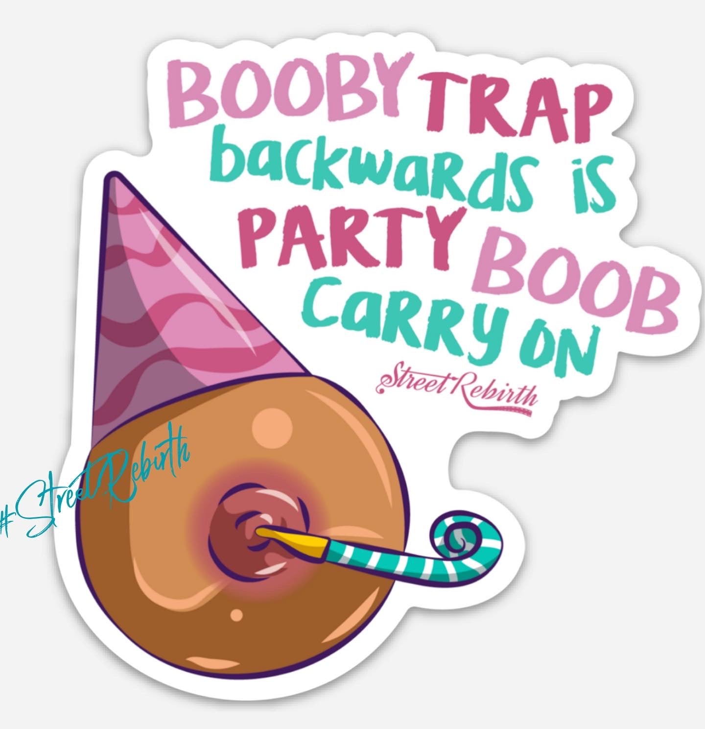 Booby Trap Party Boob Sticker – One 4 Inch Water Proof Vinyl Sticker – For Hydro Flask, Skateboard, Laptop, Planner, Car, Collecting, Gifting