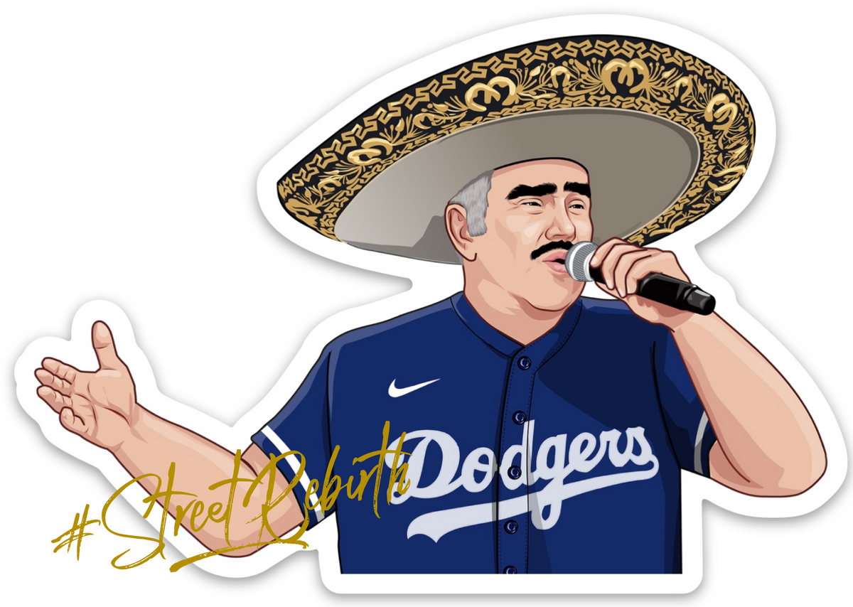 Vicente Fernandez Baseball Mashup Sticker – One 4 Inch Water Proof Vinyl Sticker – For Hydro Flask, Skateboard, Laptop, Planner, Car, Collecting, Gifting