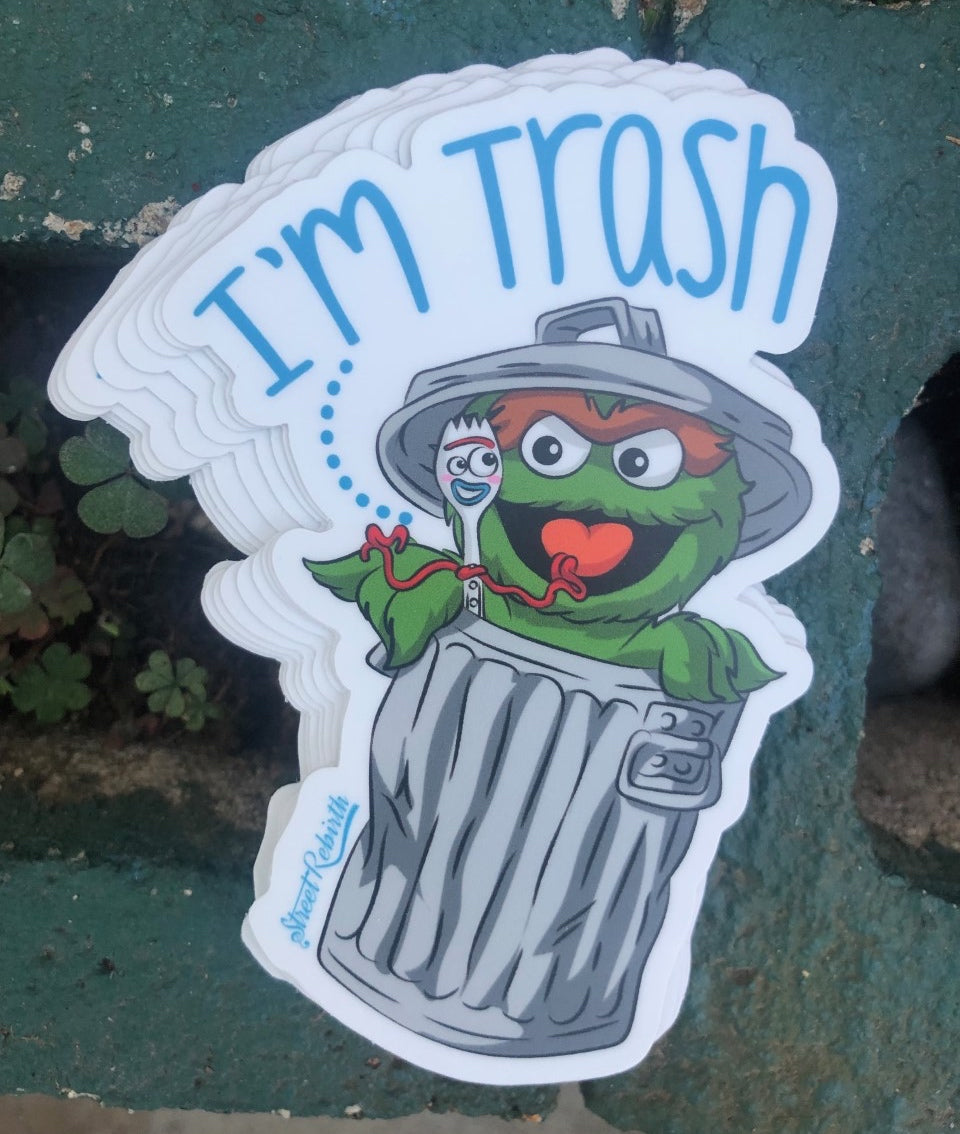 1 I&#39;m Trash Sticker – One 4 Inch Water Proof Vinyl Sticker – For Hydro Flask, Skateboard, Laptop, Planner, Car, Collecting, Gifting