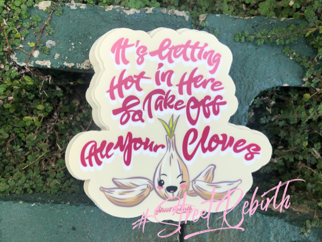 Waterproof vinyl sticker featuring an original romantic humorous illustration