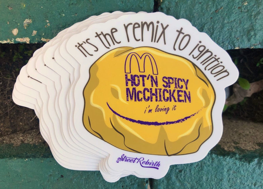Waterproof vinyl sticker featuring an original humorous illustration
