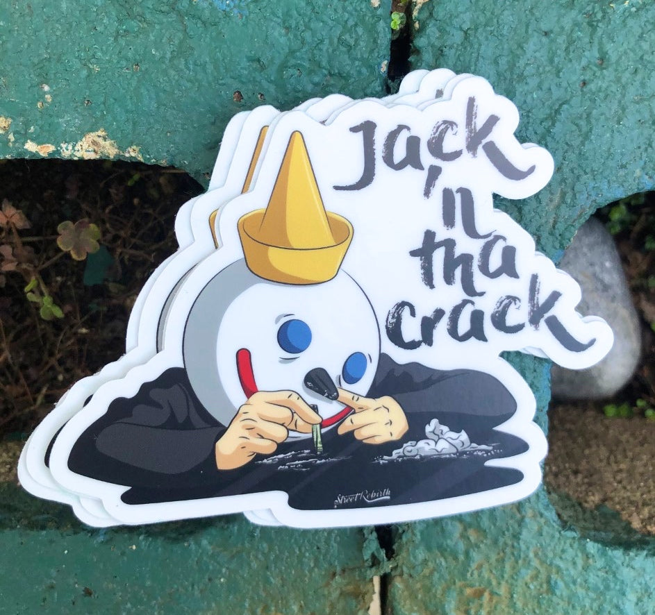 1 Jack N The Crack Sticker – One 4 Inch Water Proof Vinyl Sticker – For Hydro Flask, Skateboard, Laptop, Planner, Car, Collecting, Gifting