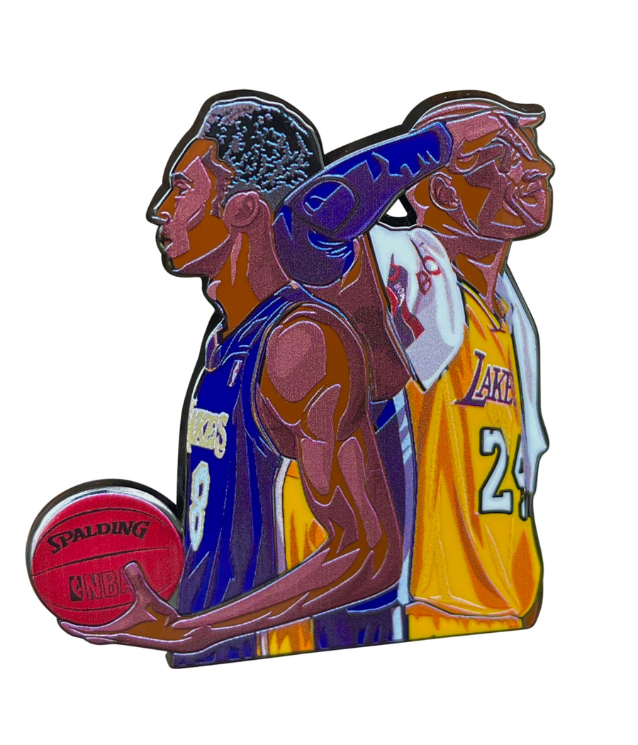 Collectible enamel lapel pin featuring an original basketball design