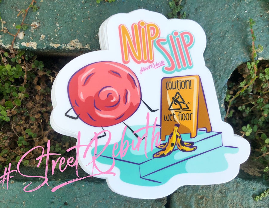 Waterproof vinyl sticker featuring an original humorous illustration