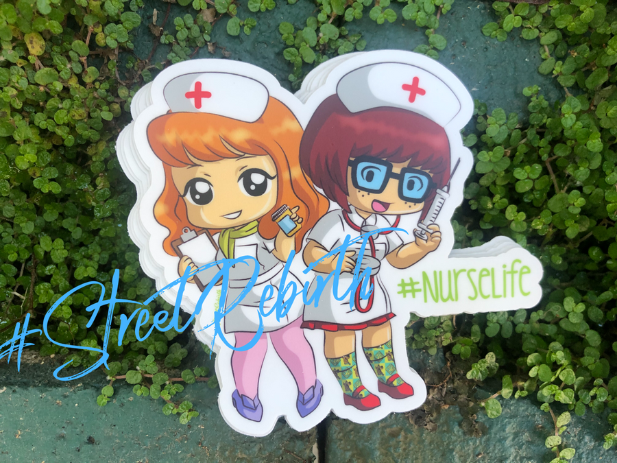 Waterproof vinyl sticker featuring an original humorous retro cartoon-style illustration