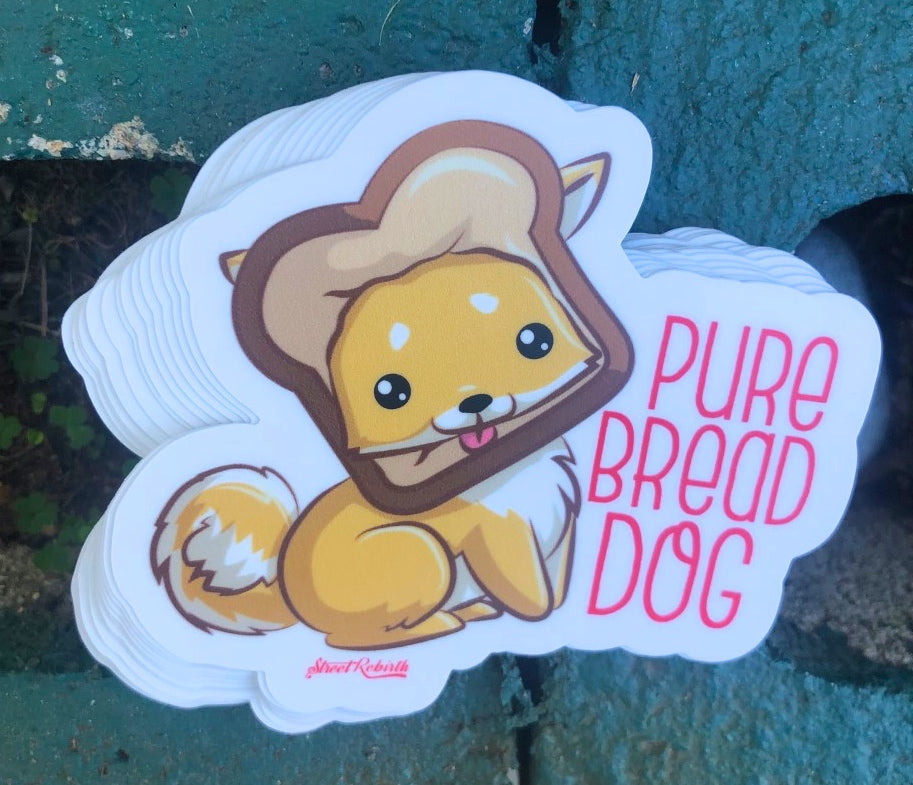 1 Pure Bread Dog Sticker – One 4 Inch Water Proof Vinyl Sticker – For Hydro Flask, Skateboard, Laptop, Planner, Car, Collecting, Gifting