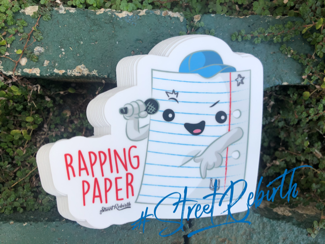 Waterproof vinyl sticker featuring an original hip hop music humorous illustration